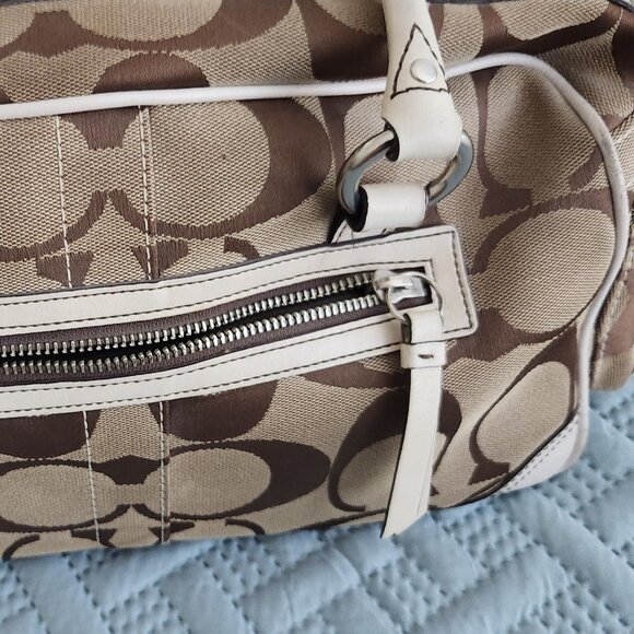 Vintage Coach handbag off white, brown/tauoe - Picture 5 of 13